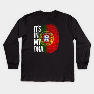 Portugal Flag Fingerprint My Story DNA Portuguese Kids Long Sleeve T-Shirt